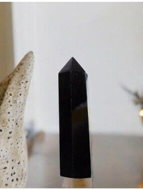 Black Obsidian Crystal Tower Point 3" For Healing Meditation & Home Decor